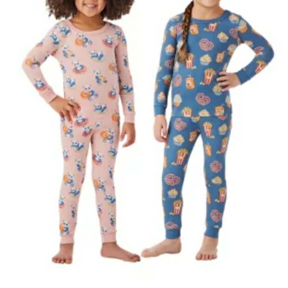 4pc Organic Cotton Pijama Set- Pink and Blue